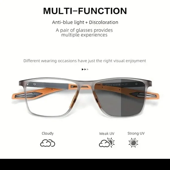 New Unisex Photochromic Vintage Sunglasses Ultra TR90 Anti Blue Light - Picture 4 of 4